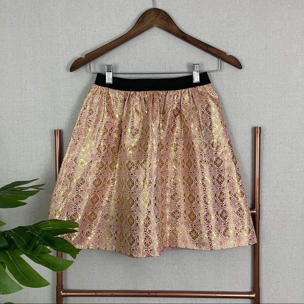 Crewcuts Big Girls’ Pink & Gold Jacquard Print Skater Skirt (Sz 12)